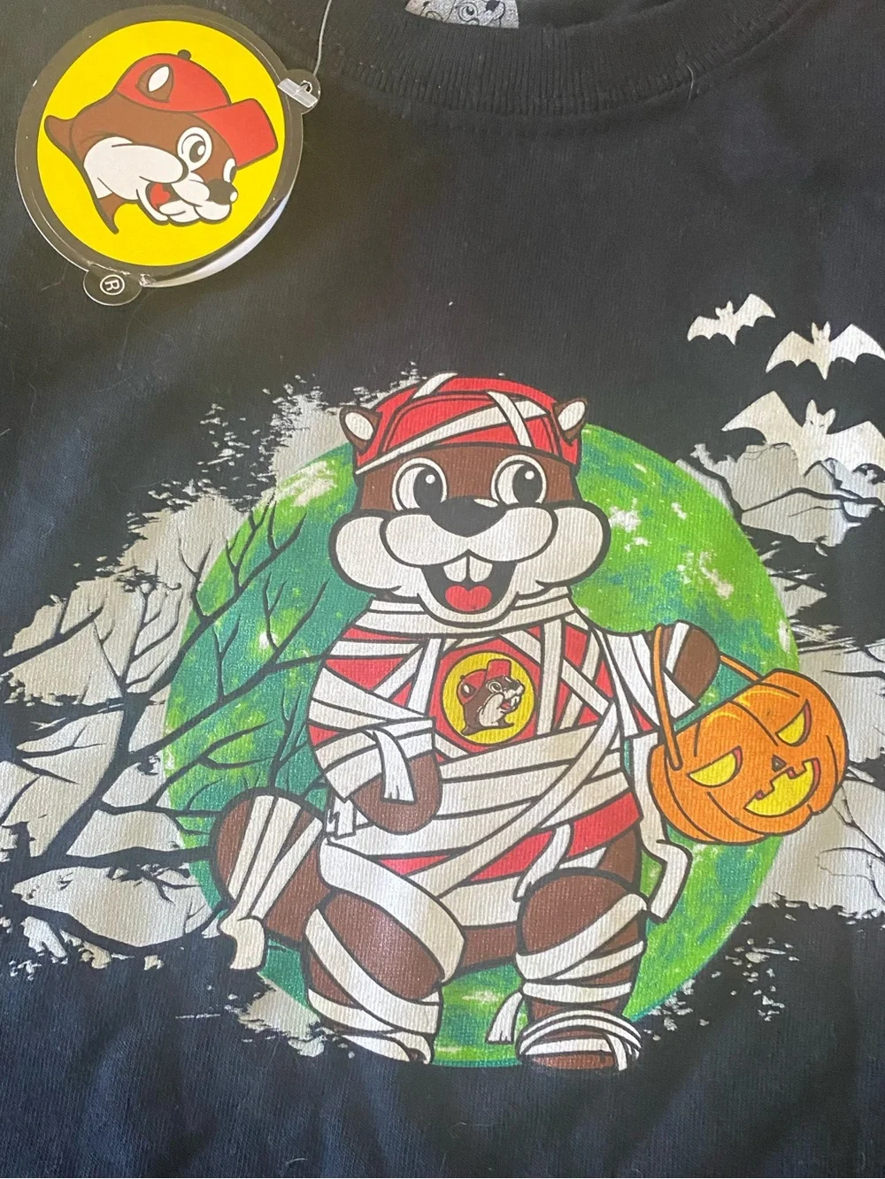 Buc-ee's Glow In The Dark Black Halloween Tee & Boo Ghost Pants Set